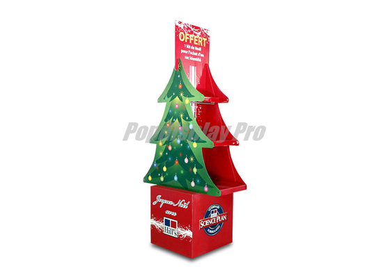 Árvore de Natal à moda clara dos suportes de exposição do assoalho do cartão do dever dada forma