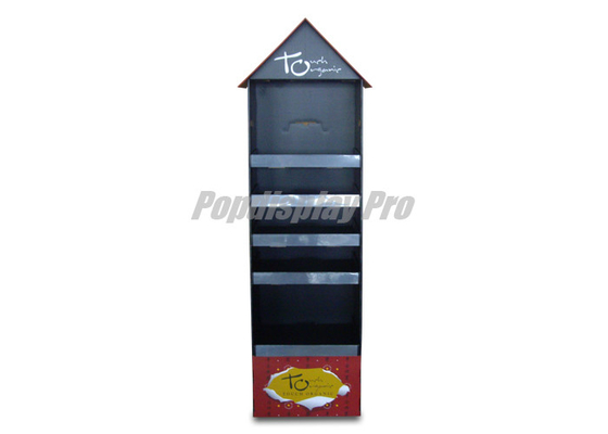 Advertising Cardboard Floor Displays Lightweight Black / Red with Adjustable Shelf
