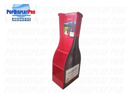 Permanent Floor Red Wine Sheet Metal 108kgs Supported Merchandising Shelf