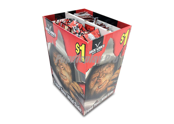 Store Eye Catching Cardboard Trash Bins 2 Segments For FMCG Snacks