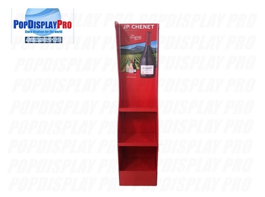 Permanent Floor Red Wine Sheet Metal 108kgs Supported Merchandising Shelf