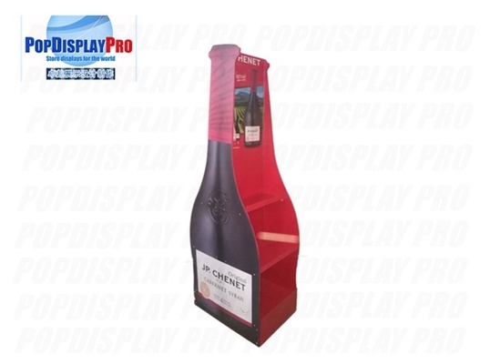 Permanent Floor Red Wine Sheet Metal 108kgs Supported Merchandising Shelf